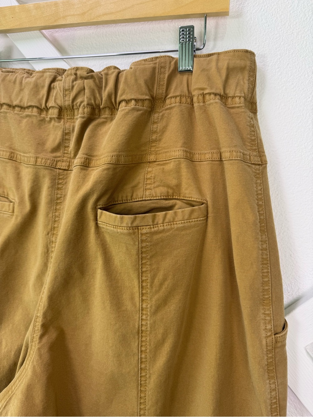 Anthropologie Maeve Utility Wide-Leg Trousers Drawstring Waist Tan Size Large - Picture 7 of 13